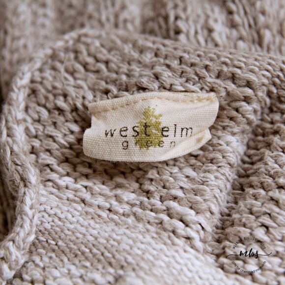 West Elm Square Knit Throw Tan - Picture 3 of 3